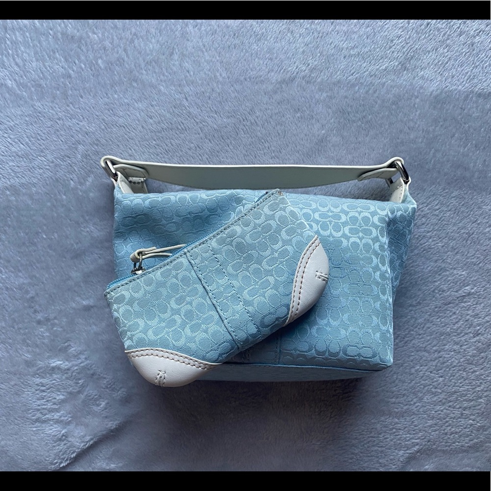 Coach Baby Blue Mini Handbag and Wallet